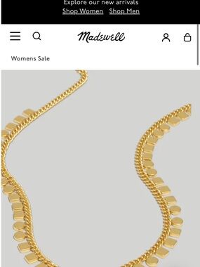 Madewell Gold Coin and Square Pendant Chain Necklace